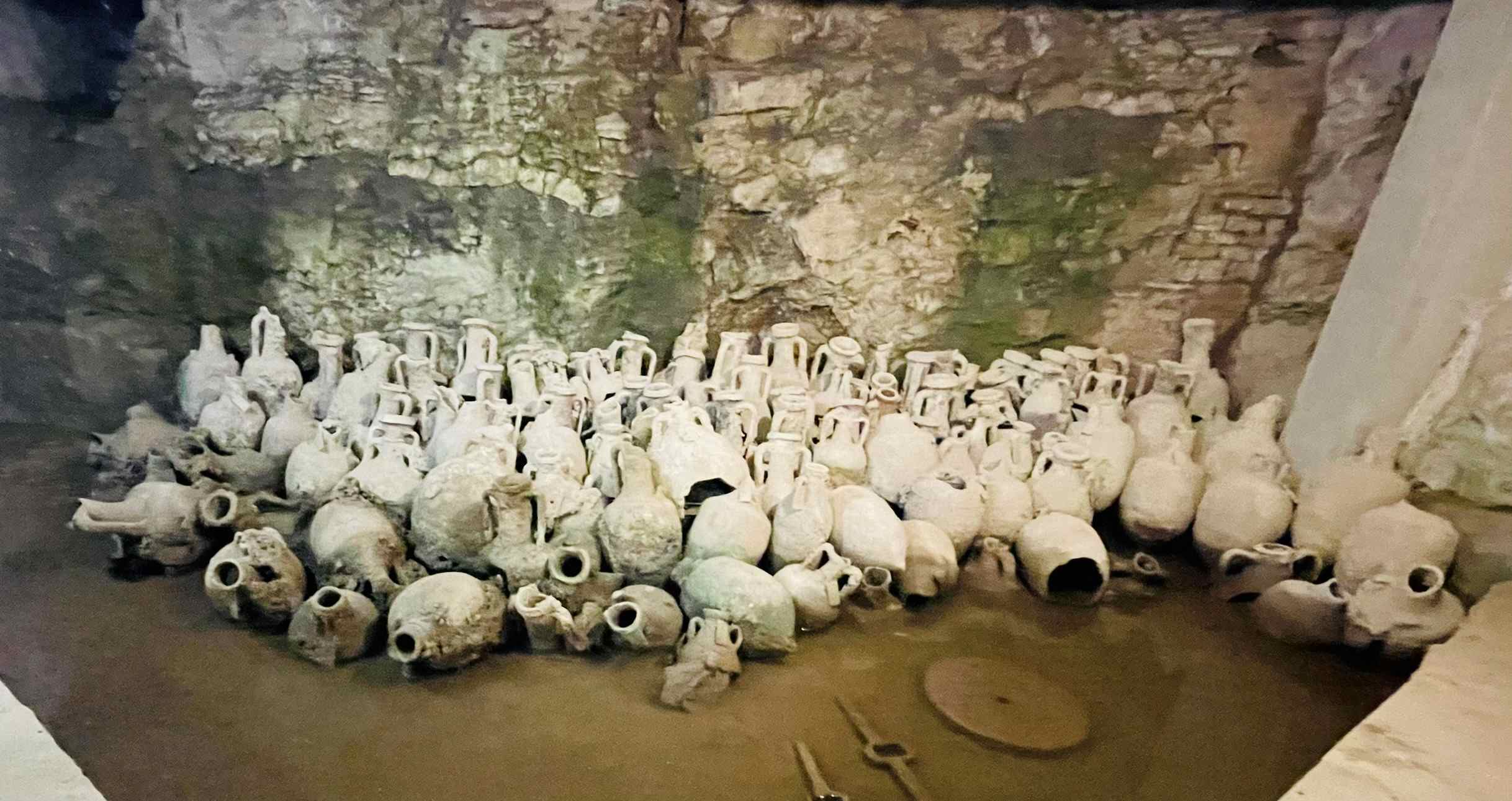 Hundreds of Jugs used for oil and wine in Pula Ampitheatre in Pula Croatia